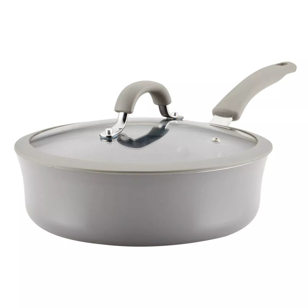 Cook + Create Aluminum Nonstick Saute Pan with Lid 3qt Gray Doba Gray